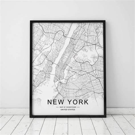 Snapklik.com : New York Map Wall Art New York Street Map Print New York ...