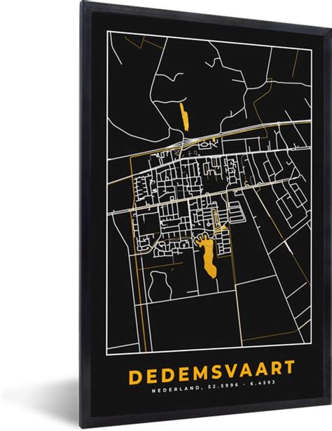 Fotolijst Incl Poster Dedemsvaart Black And Gold Stadskaart