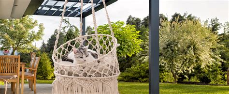 Mewoofun Macrame Cat Hammock Hanging Cat Bed Hammock Cat Swing For