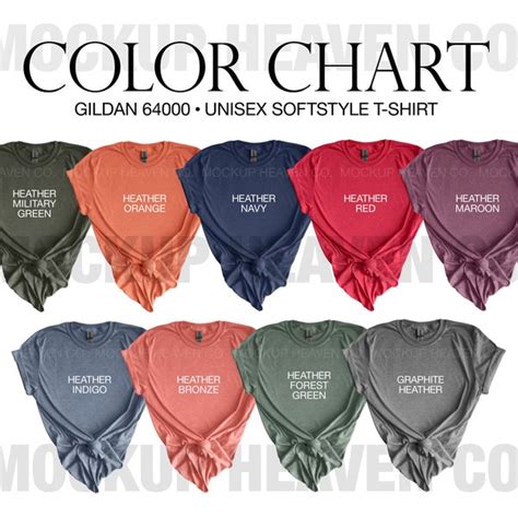 Gildan Softstyle Heather Color Chart Etsy