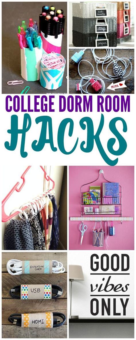 Collage Of Dorm Room Hacks With The Words College Dorm Hacks On It