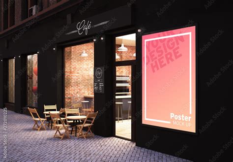 Cafe Storefront with Poster Mockup Stock Template | Adobe Stock