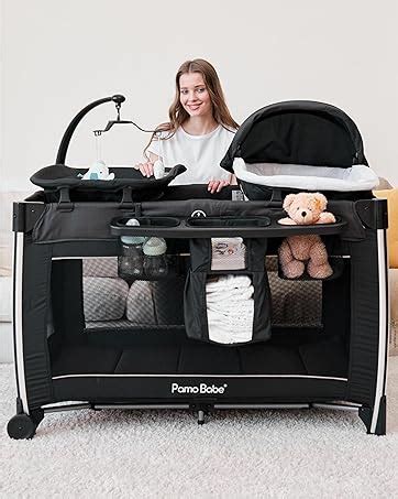 Amazon Pamo Babe Portable Crib Baby Playpen With Mattress And Carry Bag Grey Baby