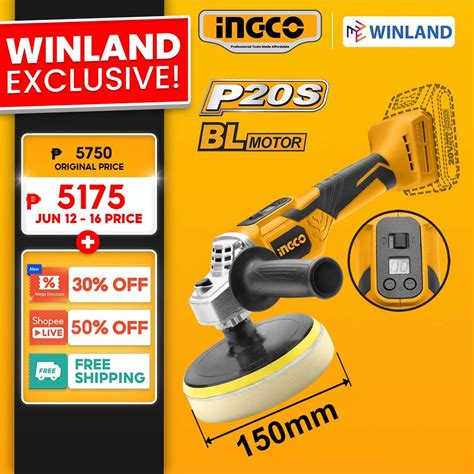 Ingco By Winland P S V Cordless Angle Polisher Apli Powershare