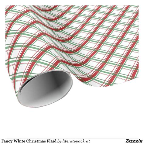 Fancy White Christmas Plaid Wrapping Paper | Zazzle | Plaid christmas ...