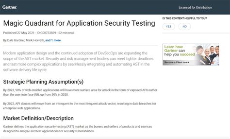 Gartner 2021 Magic Quadrant For Application Security Testing