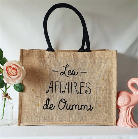 Sac en toile de jute poignées en coton colorées Oummi Cré easy