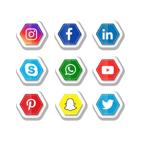 Iconos De Redes Sociales Populares Vector Premium