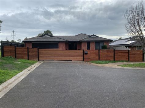 Merbau Fence Nailed It Fencing Front Feature Fence And Sliding Gate