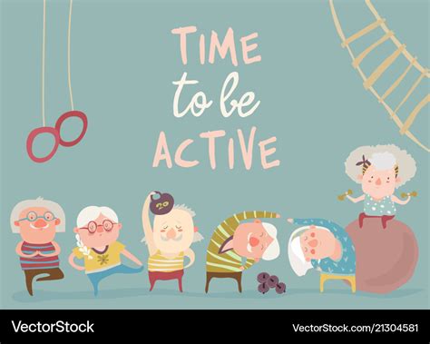 Cartoon elderly people doing exercises Royalty Free Vector