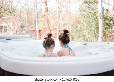 Two Girls Sit Hot Tub Stock Photo Shutterstock