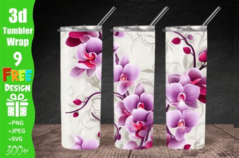 3d Orchid Flowers 20 Oz Skinny Tumbler Graphic By Qasimgraphic1 · Creative Fabrica