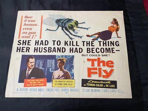 Vincent Price the Fly Orig USA Movie Poster Half Sheet Unrestored Sci ...