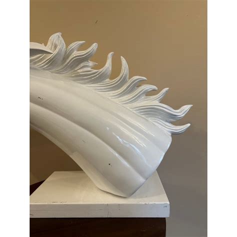 Large White Monochrome Horse Head Sculpture | Chairish