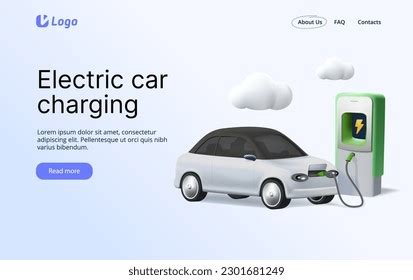 Electric Car On Charging Station Website Stock Vector (Royalty Free ...