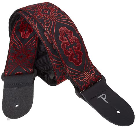 PERRI S LEATHERS 7071 Jacquard Red Cross Sangle De Guitare Kytary Fr