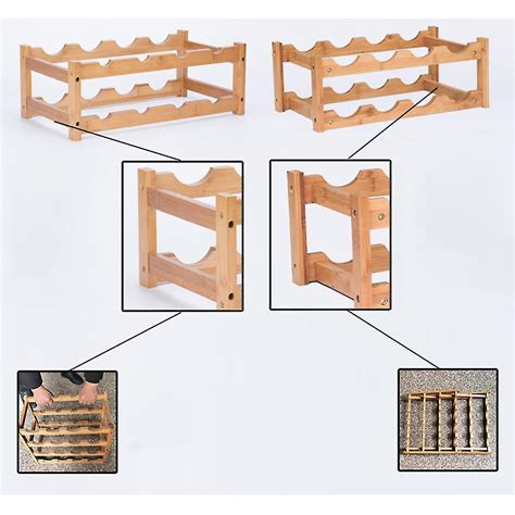 Ornements de casier à vin en bambou Stockage autoportant Rack à vin
