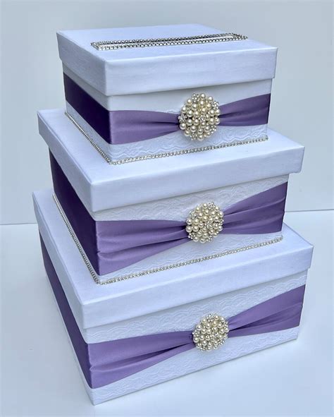 Lilac Wedding Card Box Bling Card Box Bridal Card Box Lace Card Box