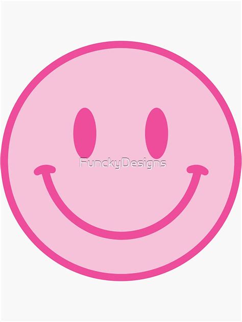 Cute Pink Smiley Face Sticker For Sale By Funckydesigns Redbubble