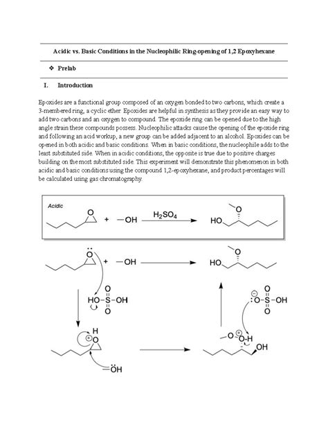 CHEM 2212L Epoxide Ring Opening Acidic Vs Basic Conditions In The