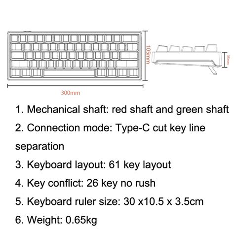 LEAVEN K620 61 Keys Hot Plug In Glowing Game Wired Mechanical Keyboard 1 8m Black Green Shaft