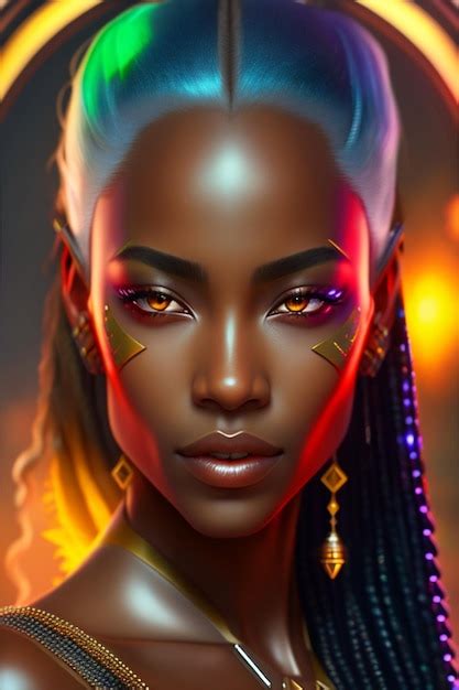 Premium AI Image Futuristic African Tribe Woman