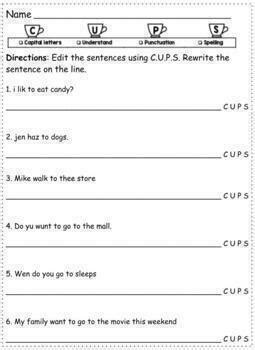 Editing checklist | CUPS | CUPS writing | Writing Center | TpT