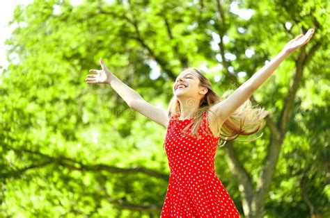 Happy Girl Enjoying Nature Stock Image Image Of Beautiful Female