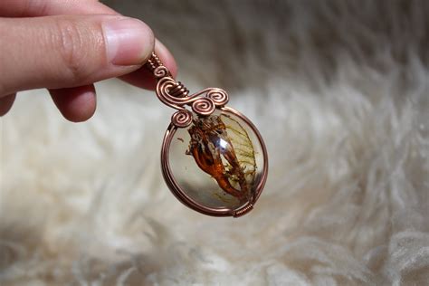 Real Mushroom Necklace Shroomie Pendant Resin Copper Etsy