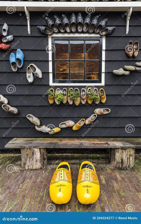 Traditional Dutch Clogs In Clog Museum And Wooden Shoe Workshop At