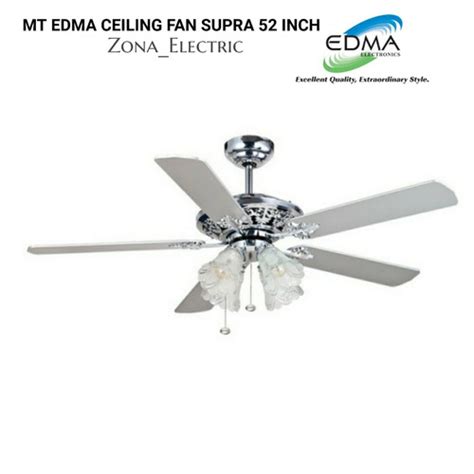 Jual MT EDMA CEILING FAN SUPRA 52 INCH KIPAS LAMPU AC MOTOR Chrome