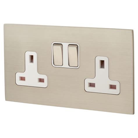 Hamilton Hartland Cfx 13a 2 Gang Double Pole Switched Socket Satin