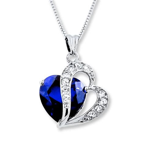 Blue White Lab Created Sapphire Sterling Silver Necklace 133739502