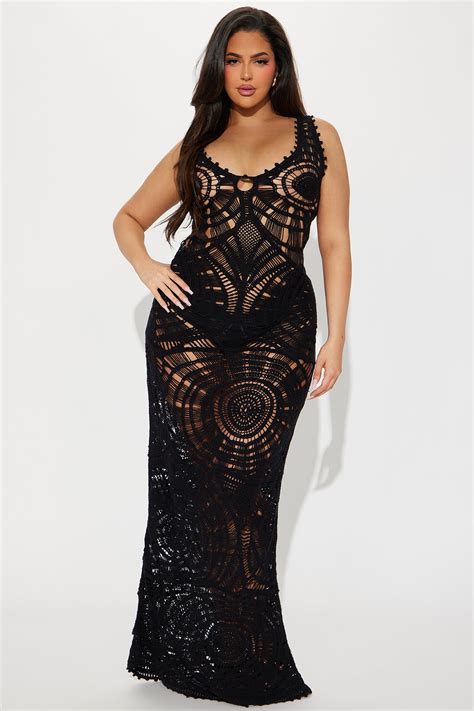 Brianna Crochet Maxi Dress Black Fashion Nova