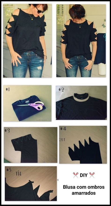 DIY Blusa Ombros Amarrados Como Customizar Camisetas Femininas