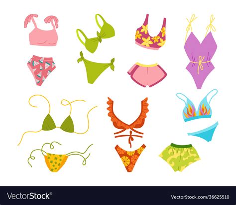 Lingerie Swimsuit Cartoon Set Swimwear Flat Vector Image