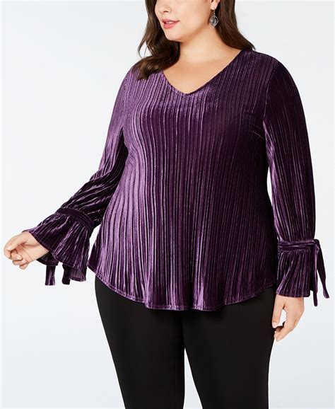 Alfani Plus Size Pleated Velvet Top Created For Macys Macys