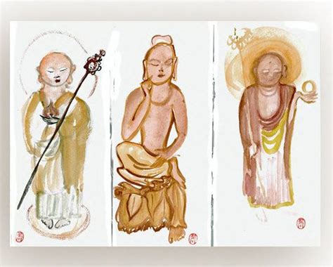 Zen Buddhas Three Buddha Paintings Set Bodhisattvas: Jizo | Etsy ...