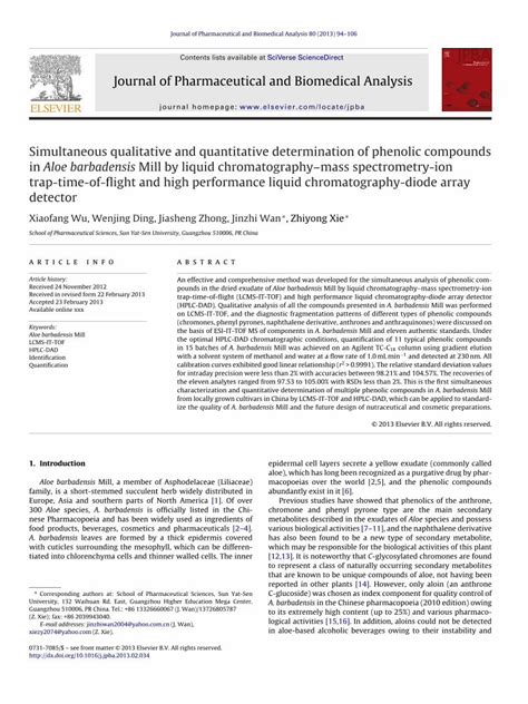 Pdf Simultaneous Qualitative And Quantitative Determination Of