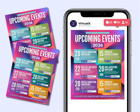 Upcoming Events Schedule Flyer, Events Agenda Flyer, Newsletter