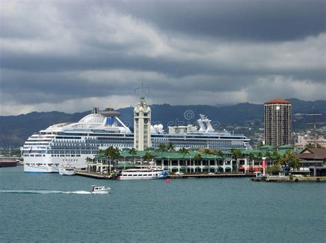 Cruising In Honolulu. The view of cruise ship terminal and Aloha Tower in Honolu , #spon, # ...