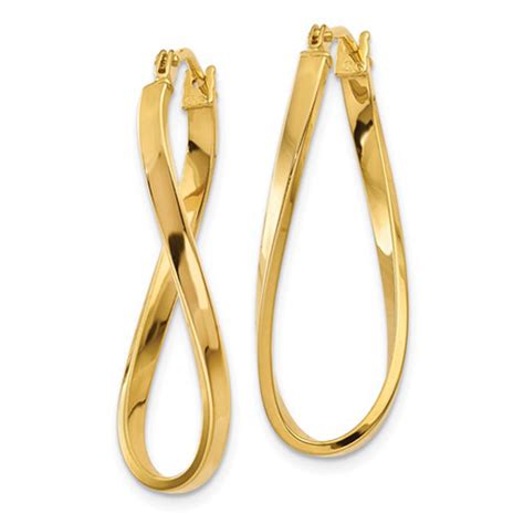 14k Yellow Gold Elegant Twisted Oval Hoop Earrings Looptyhoops