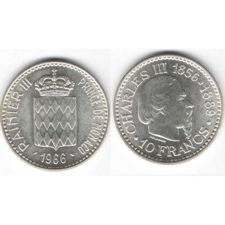 10 Francs Argent SAS Rainier III Monaco 1966