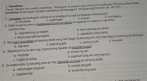 Piliin Ang Salitang Hindi Tumutukoy Sa Kahulugan Ng Salita O Pariralang