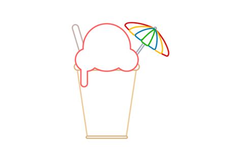 Color Line Umbrella Ice Cream Bucket Graphic By Salfiart · Creative Fabrica