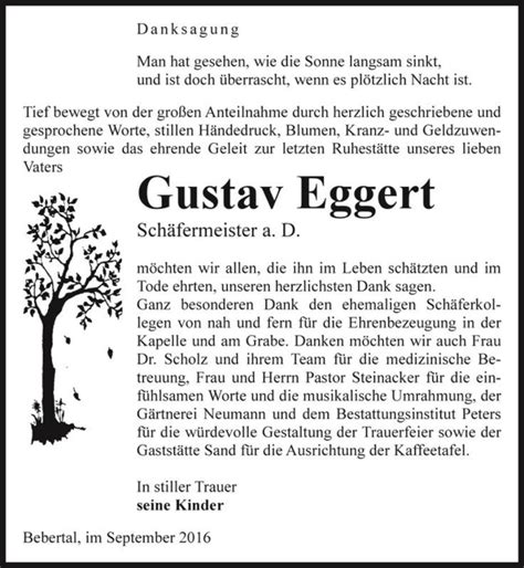 Traueranzeigen Von Gustav Eggert Abschied Nehmen De