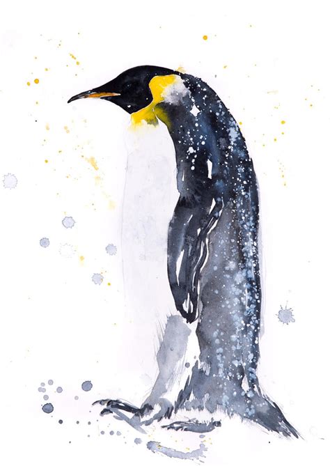 Emperor Penguin Watercolor Watercolour Painting Limited Edition Signed