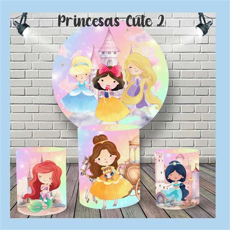 Kit Painel De Festa E Capas De Cilindros Princesas Cute Elo