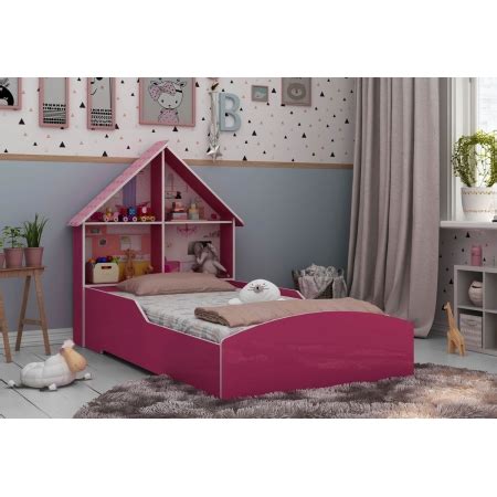 Cama Solteiro Casinha Pink Gelius Moveis