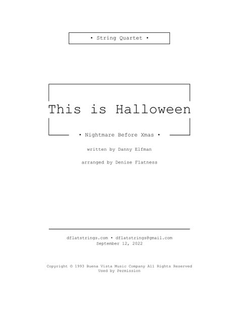 This Is Halloween Arr Denise Flatness Sheet Music Danny Elfman